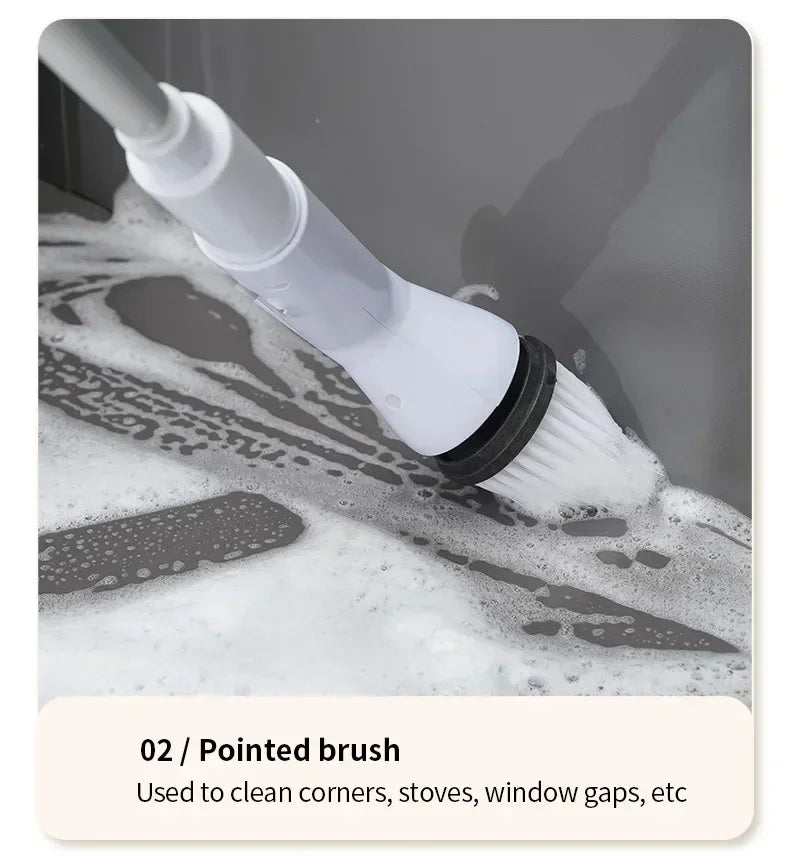 2000 MA 6in-1 Electric Cleaning Brush Cordless Electric Rotary Cleaning Brush Shower Cleaning Brush Kitchen Bathroom