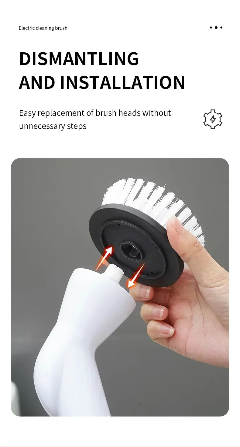 2000 MA 6in-1 Electric Cleaning Brush Cordless Electric Rotary Cleaning Brush Shower Cleaning Brush Kitchen Bathroom