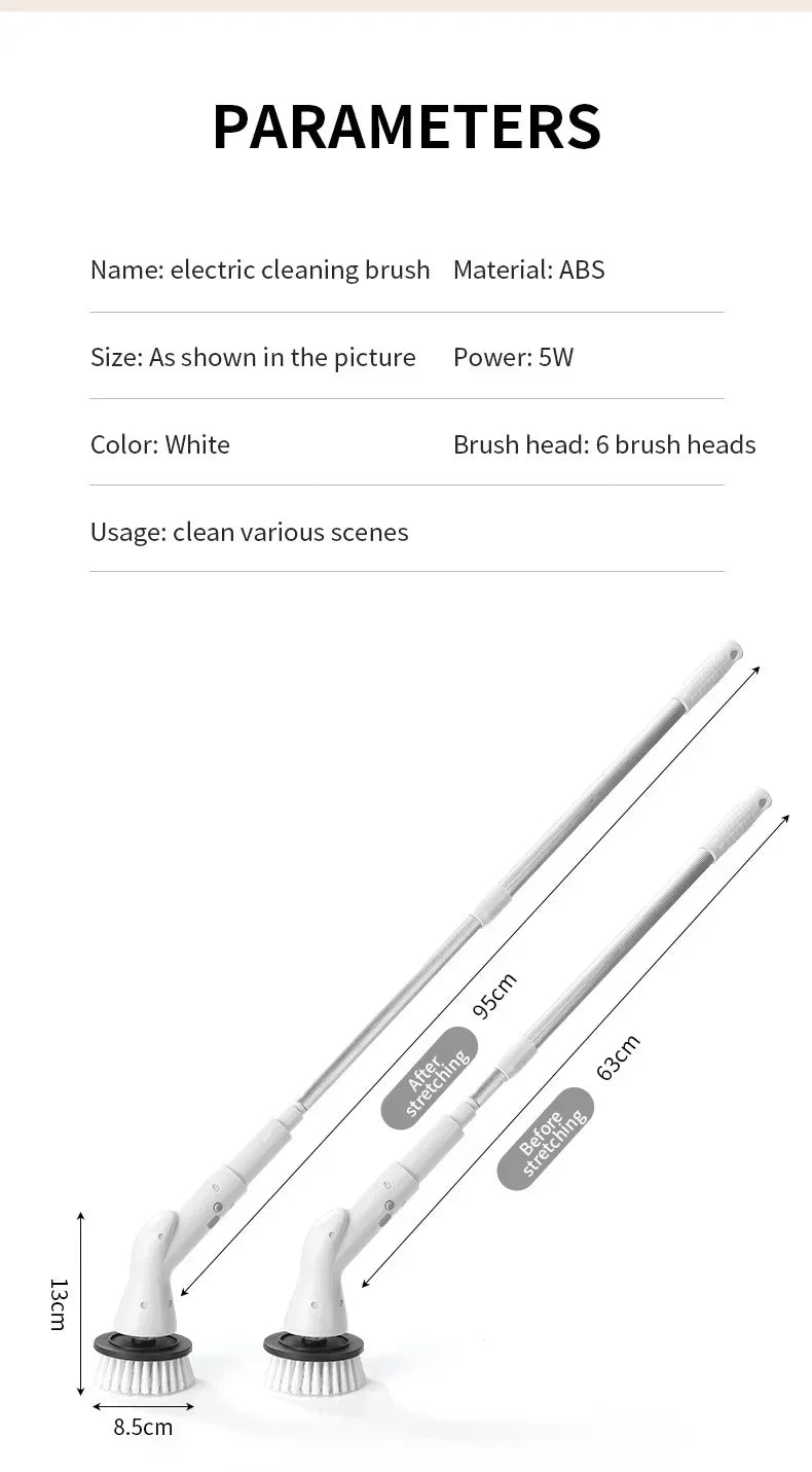 2000 MA 6in-1 Electric Cleaning Brush Cordless Electric Rotary Cleaning Brush Shower Cleaning Brush Kitchen Bathroom