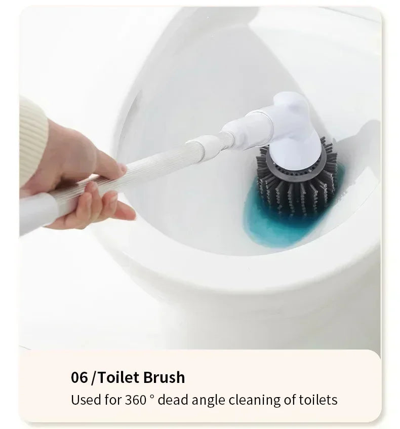 2000 MA 6in-1 Electric Cleaning Brush Cordless Electric Rotary Cleaning Brush Shower Cleaning Brush Kitchen Bathroom