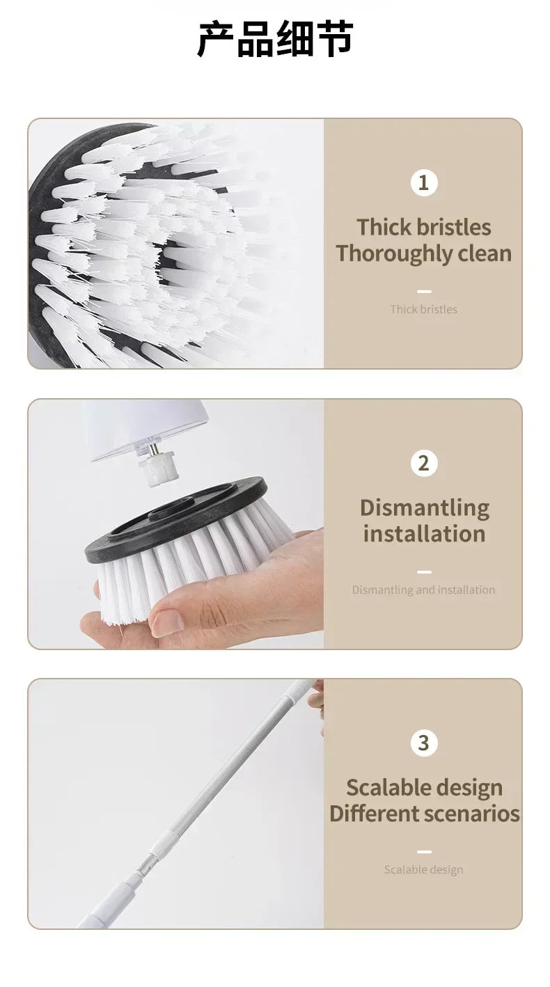 2000 MA 6in-1 Electric Cleaning Brush Cordless Electric Rotary Cleaning Brush Shower Cleaning Brush Kitchen Bathroom