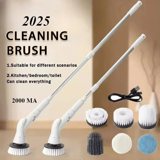 2000 MA 6in-1 Electric Cleaning Brush Cordless Electric Rotary Cleaning Brush Shower Cleaning Brush Kitchen Bathroom